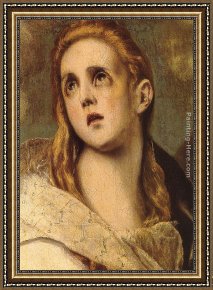 Penitent Magdalen Framed Paintings - The Penitent Magdalene [detail] by El Greco